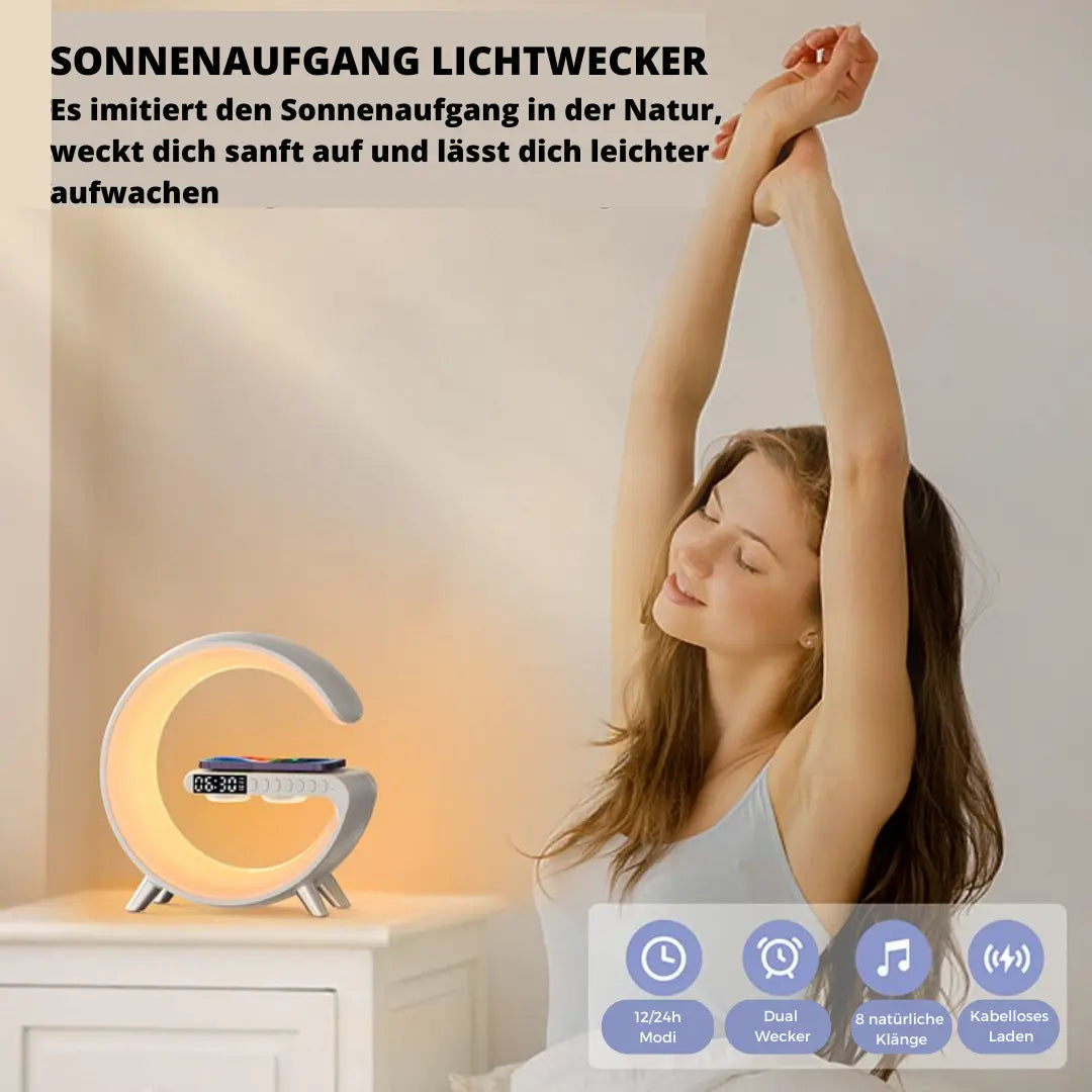 Exklusives Ambiente LED Licht mit integrierter Ladestation und Lautsprechern